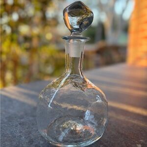 Blenko Artisan Clear Hand Blown  Glass Facet 8017 Decanter MCM Vibes 9-1/4”